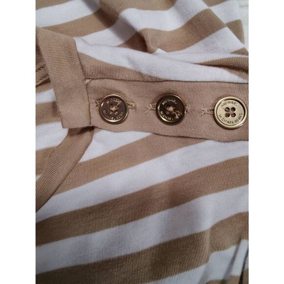 Michael Michael Kors Striped Short Sleeved T-Shirt with Button Embellishments - Picture 7 of 7